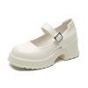 Sweet and Cool Style Mary Zhen FootPairs for Women BrandNew Thick Heels for Girls Single FootPairs Retro Versatile Thick Sole Leather FootPairs