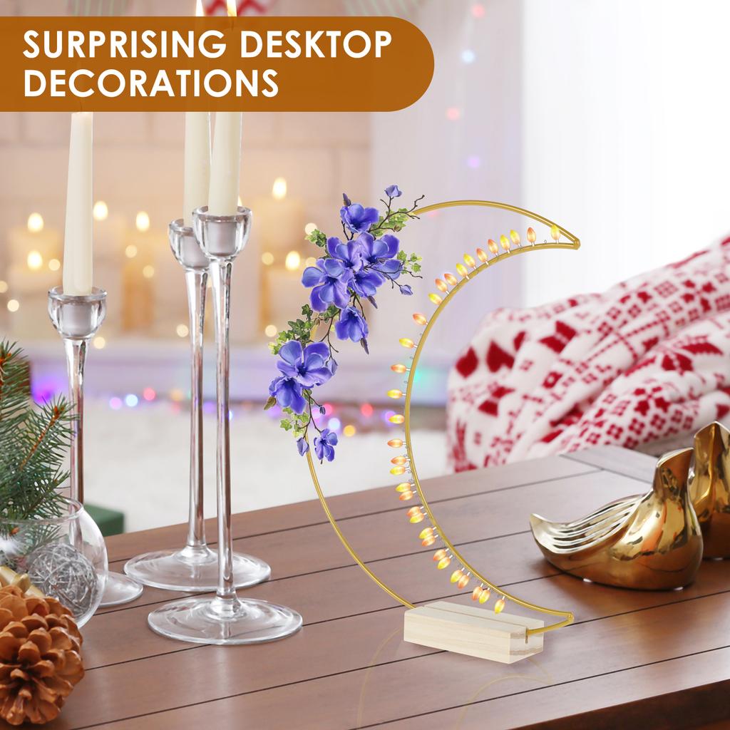 10pcs Metal Floral Hoop 25cm Moon Shape Flower Centerpiece Metal Hoop Ramadan Decor Flower Hoop for Wedding Dream Catcher