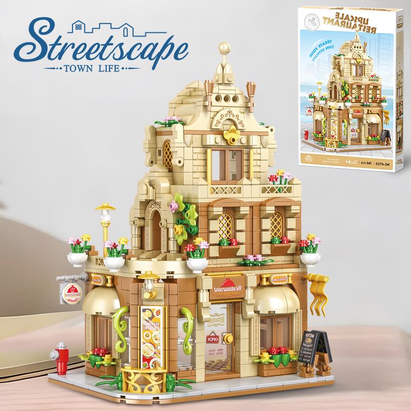 City Series Street View Building Blocks Restaurant Model House Building Set Girlfriend Gift Desk Decoration Boy Gift Kids Toy