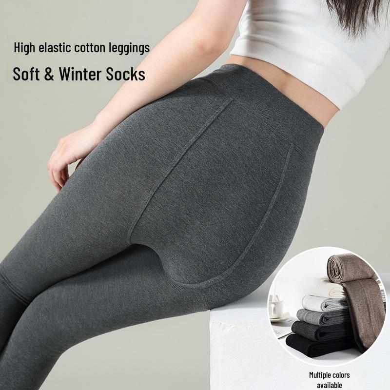 Women's High-Waist Plush Knit Leggings: Warm, Anti-Pilling, and Slimming for Autumn & Winter Outerwear.