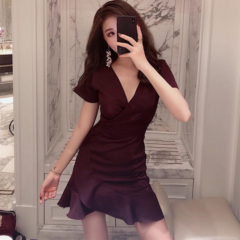 

Женское платье с глубоким V-образным вырезом и оборками, повседневное пляжное платье L