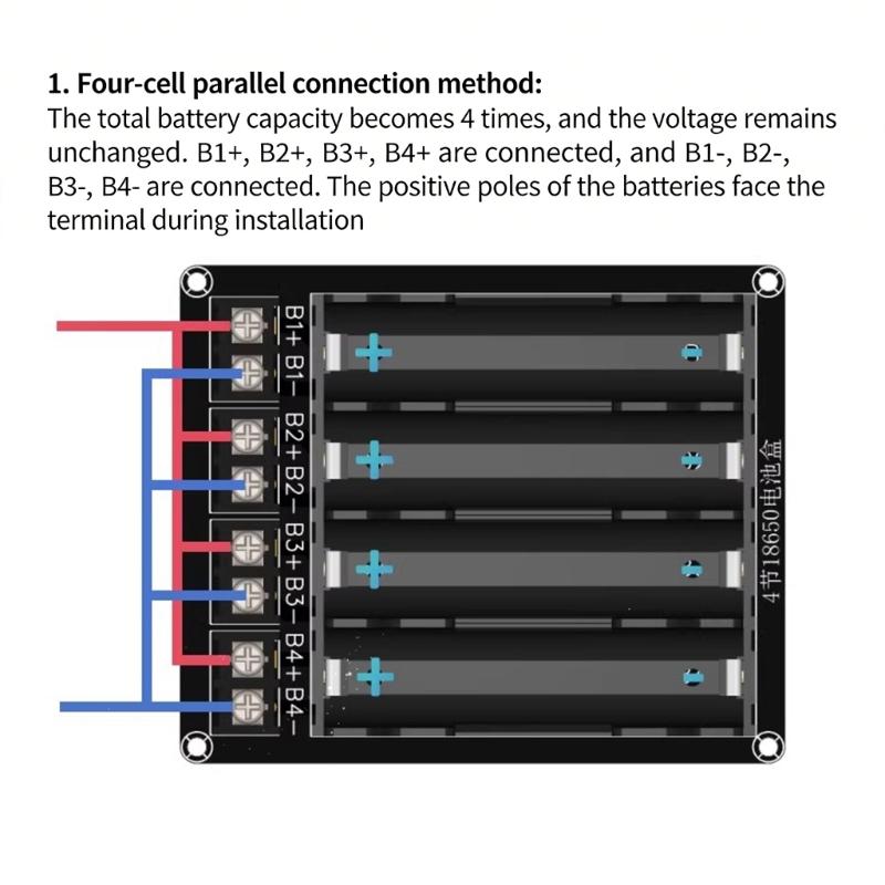 4-Cell 18650 DIY Battery Holder No Welding Required For Series Parallel Setups Overdischarge Shortcircuit Prevention