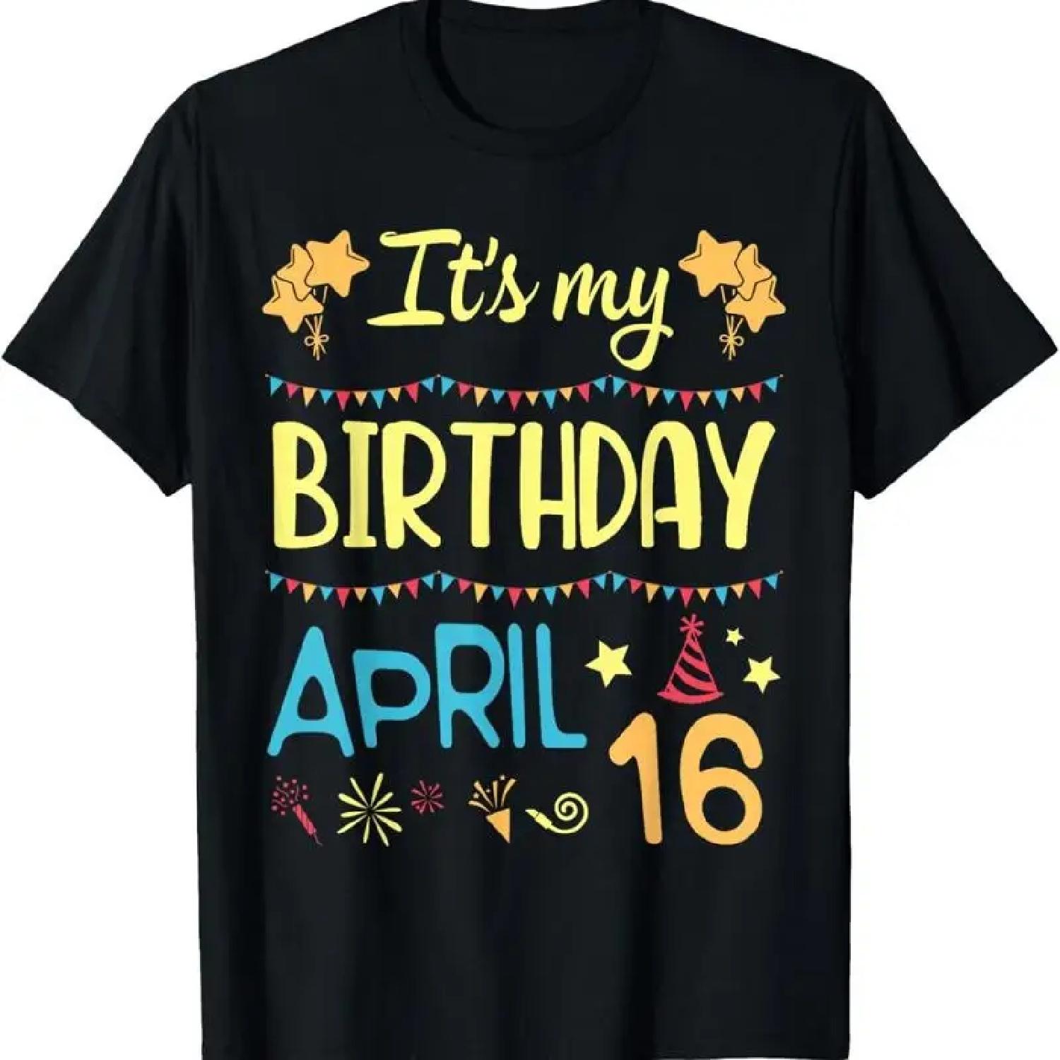 Сегодня мой день рождения 16 апреля Счастливый я Папа Мама Сын Дочь Футболка XXXXXL разноцветный