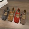 2025 Japanese Style Tabi Ninja Shoes Women Retro Suede Flats Split Hoof Toe Boat Shoes Femme Mary Jeans Mocasines Ballerina Shoe