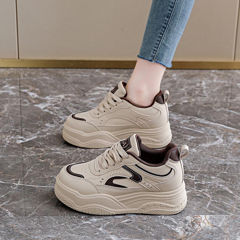 Inner Height Increase, Spring Little White Shoes New Female Students Thick-soled Height Increase Sports Board Shoes Casual