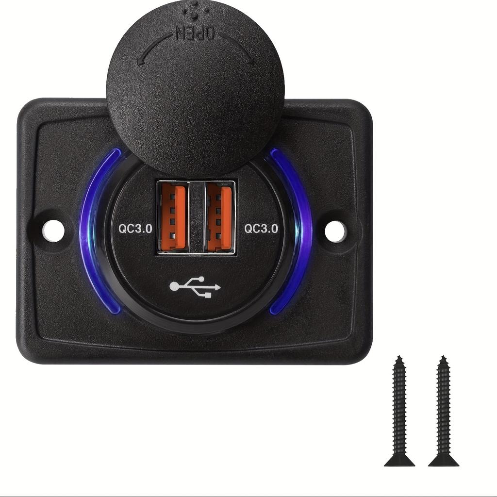 Professional Dual QC3.0 Fast Charger Panel Mount Socket 12-24V - Quick Charge 3.0 for Cars, Trucks & Marine with LED Indicator