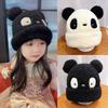 Children's panda hats autumn and winter boys and girls new knitted hats children's baby warm windproof hats