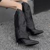 High Heels Women High Boots Designer Pointed Toe Elegant Shoes  Fashion Pumps Gothic Boots New Trend Leather Mujer De Botas