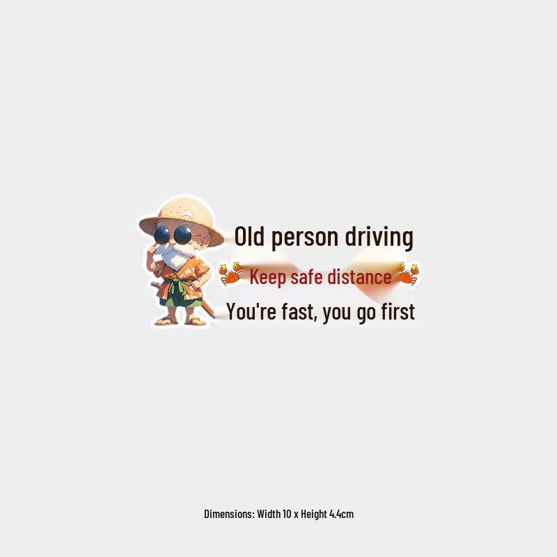 Old Man Driving Keep Distance Warning Car Sticker - Waterproof
