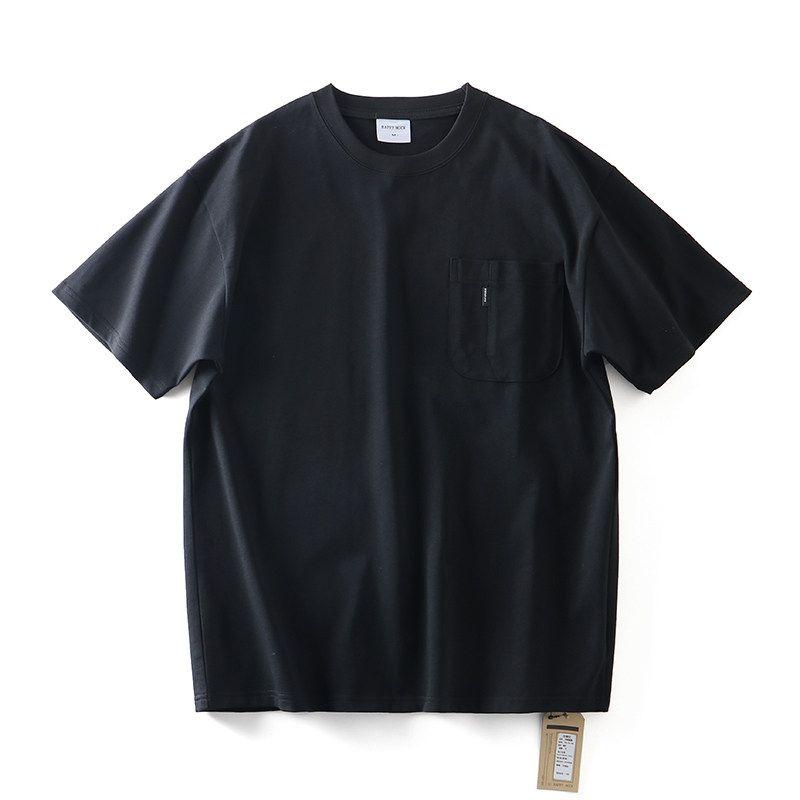 American Retro Heavy Weight Pure Cotton Pocket Short Sleeve T-Shirt Men 2024 New Arrival Trendy Base Shirt Export Cotton T-shirt