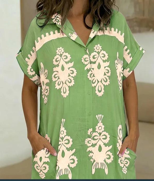 2026 Summer Plus Size Multi-color Personalized Fashion Shirt Dress