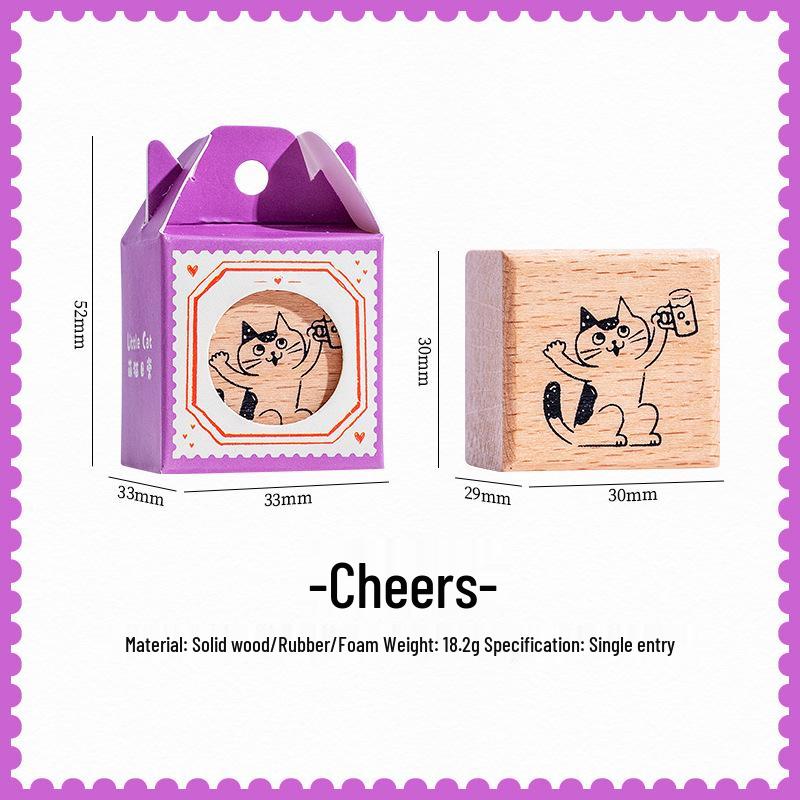 Adorable Cat Wooden Stamp for Diary & DIY Decoration - Choose from 8 Styles