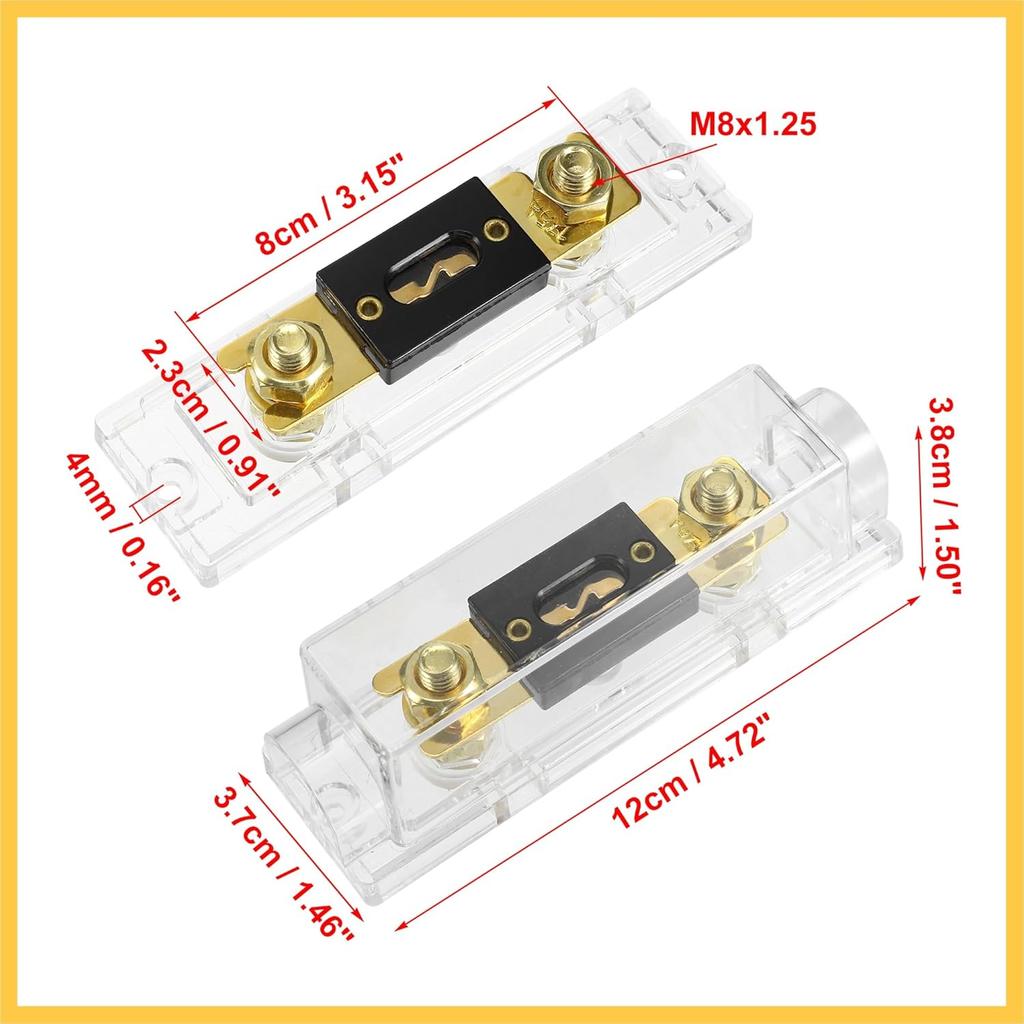 1 Set Car Audio 0 4 8 Gauge Inline ANL Fuse Holder Clear Transparent Fuse Block with 2pcs 175A Fuse Auto Replacement Parts