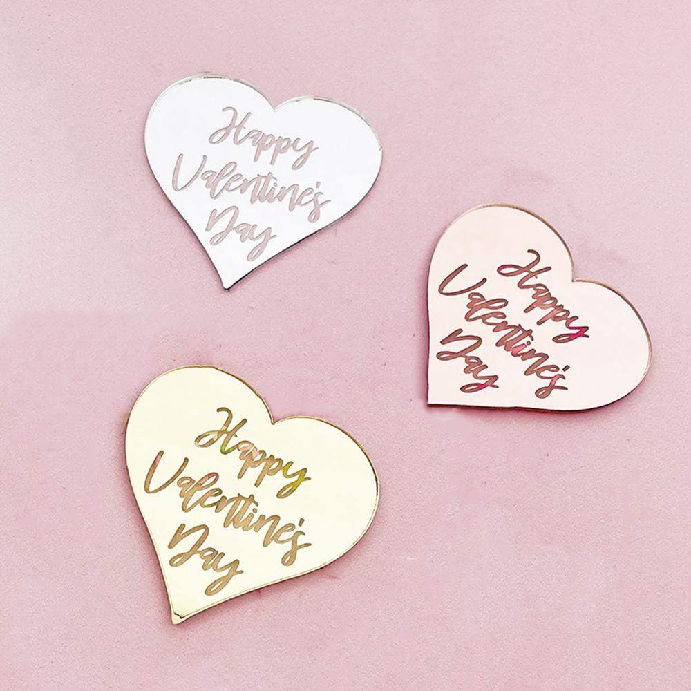 10Pcs Heart Shape Cupcake Topper Silver Gold Color Valentine's Day Acrylic Cake Decor for Party Lover's Party Decorations