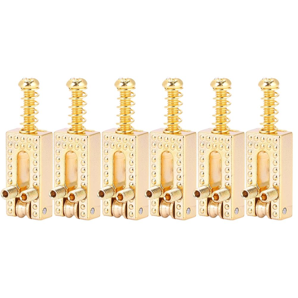 6PCS Guitar Saddles with Roller Bridge Guitar Repair Parts (Gold)