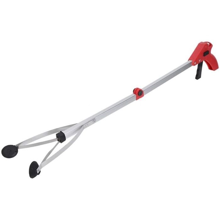 Ramasse-déchets pliable extensible 80 cm en alliage d'aluminium - poignée rouge, léger 190 g