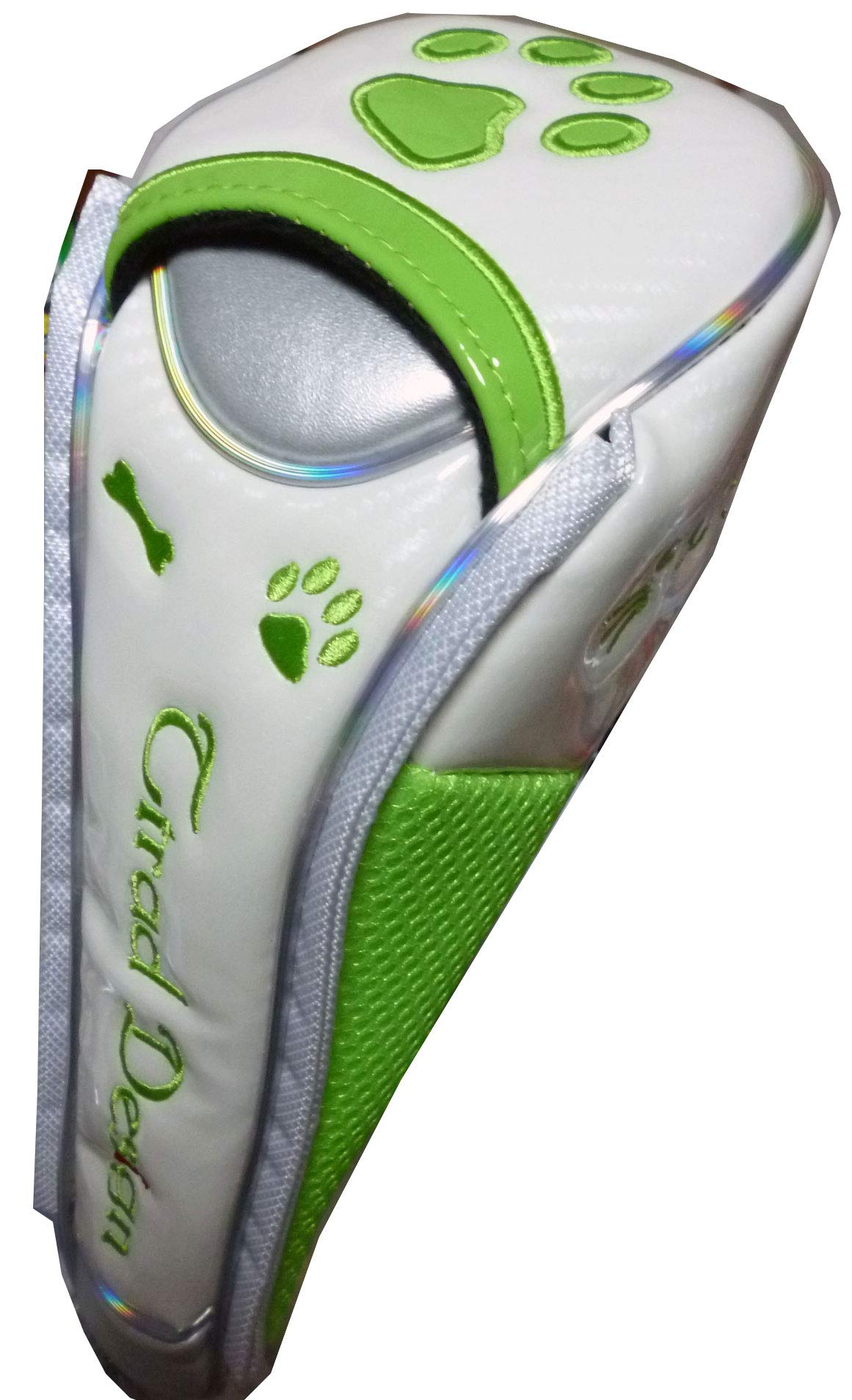 

Чехол для гольфа для гибридных клюшек с отпечатками лап и магнитным дизайном (Белый/Зеленый, для утилитарных гольф-клубов)