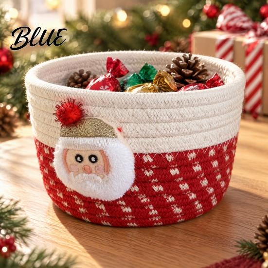 Cute Table Organizers Desktop Decorative Basket Christmas Woven Storage Cotton Rope Theme Organizer Handmade Fabric