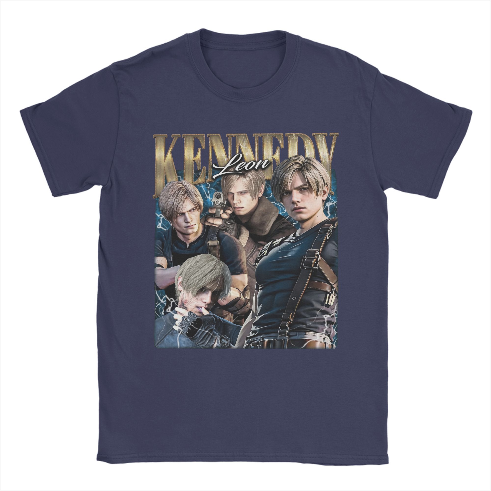 

Leon S. Kennedy Residents Evils T Shirts for Men Cotton Novelty T-Shirts Round Collar Tee Shirt Short Sleeve Tops Plus Size L