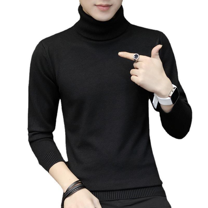Winter Turtleneck Men's Sweater Korean Version Slim-fit Solid Color Knitted Sweater Men's Bottoming Shirt Men's Clothing