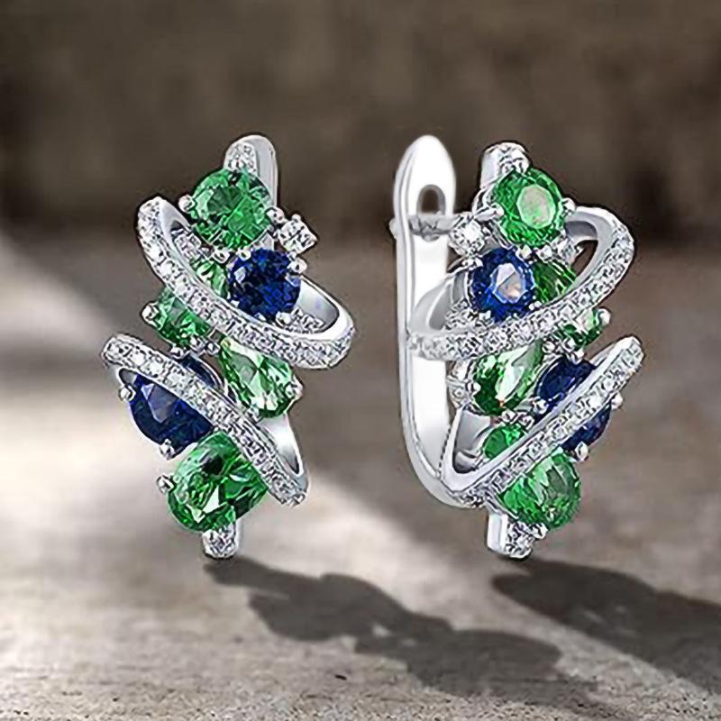 Fashion Inlaid Zircon Earrings For Women, Geometric Line Ear Buckles, Light Luxury High-End Earrings With A Sense Of Design