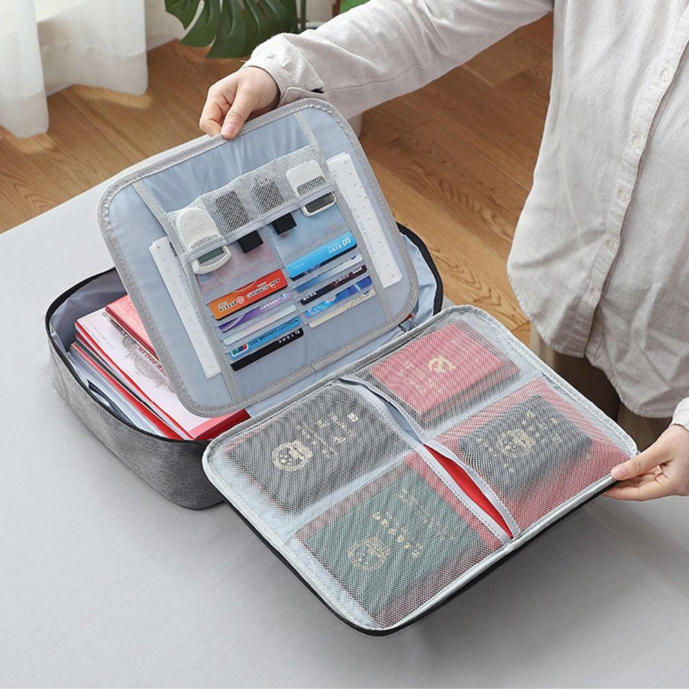With Lock Zipper File Storage Case 3-Layer Briefcase Organizer  Document Tickets Protection