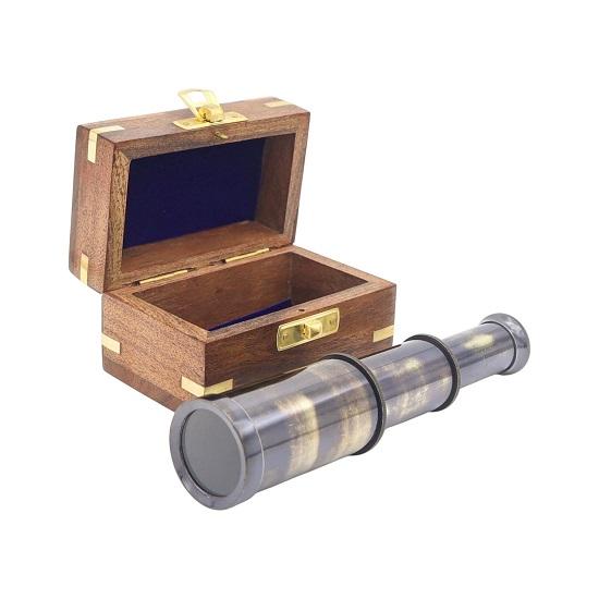 

Custom 15.24 cm The Westminster Brushed Gunmetal Telescope Gift Wood Box Engraving