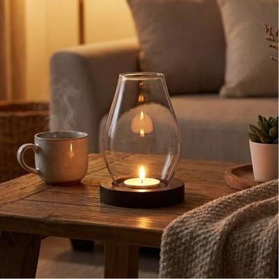 Transparent Glass Candle Holder Windproof Candle Cup Cover Incense Burner Home Hotels