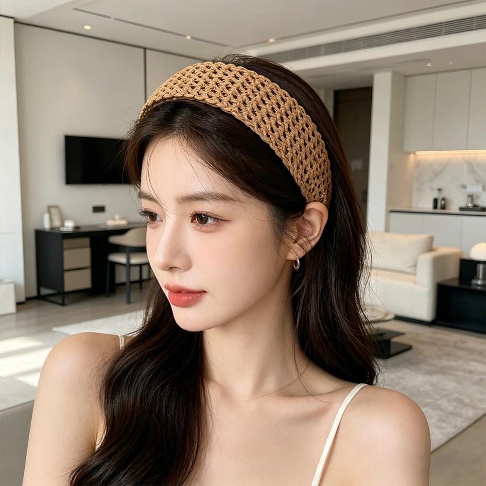 Bandeau Cheveux Ajouré Tressage Rotin Accessoires Cheveux Élégant Bandeau Tressage Paille Femme