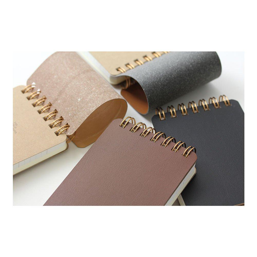 Midori Memo Pad WM Ring Memo Grain Black 11796006 - Stylish Pocket Notebook