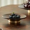 Wooden High Foot Tray Brass Base Fruit Tray Living Room Coffee Table Home Snack Dessert Cake Dish Dessert Candy Plate Home Decor