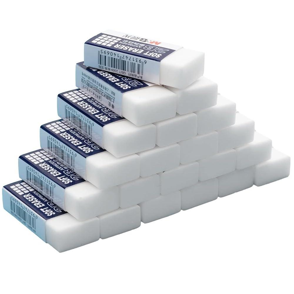 M&g 24 Pcs 4b Erasers Clean White Tool Less Crumbs Rubbers For Exam Art Drawing Office Eraser Easy To Erase