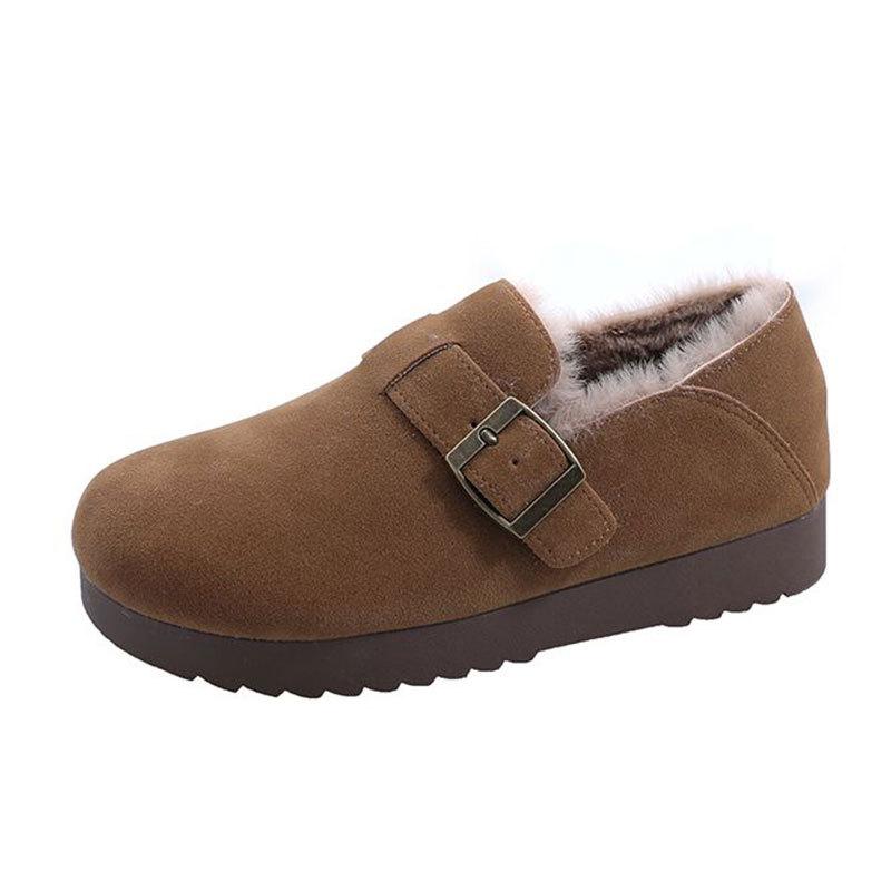 Leather All-inclusive Retro Birkenstocks Women's Winter 2025 New One-pedal Cotton Shoes Fluffy Shoes Plush Warm Snow Boots
