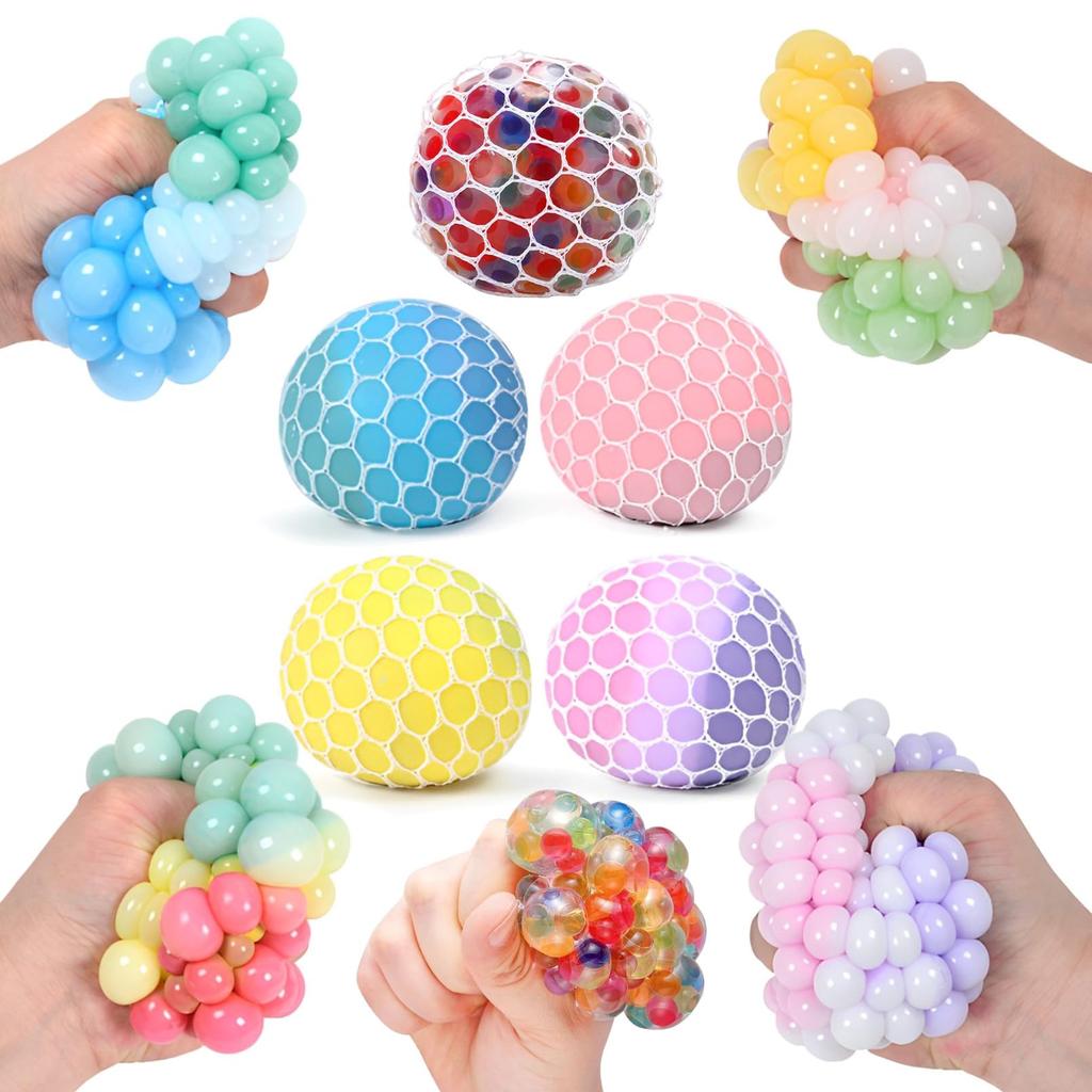 Heizi Squeeze Ball Stress Reliever, Squeeze Balls, Stress Relief, Frustration Relief, Squeeze Balls, Anxiety Relief (4 Pastel, 1 Rainbow)