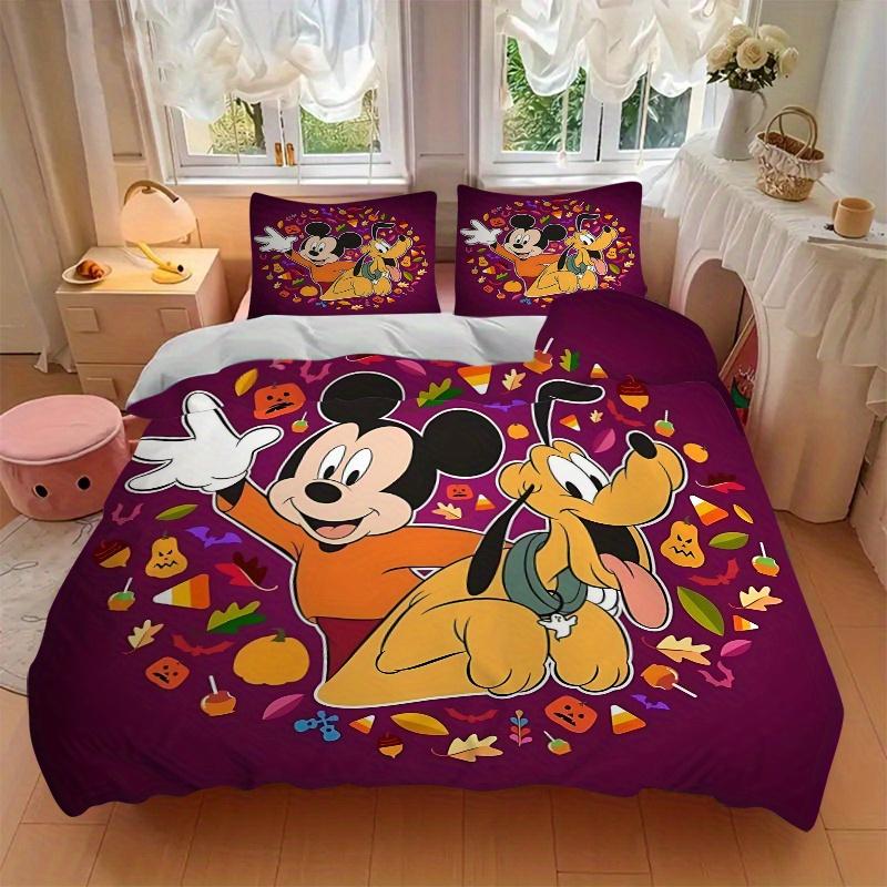 3pcs Pluto and Mickey Quilt Cover Set (1 Quilt Cover + 2 Pillowcases Without Pillow Core), High-Definition Printing for Home and Dormitory.B075
