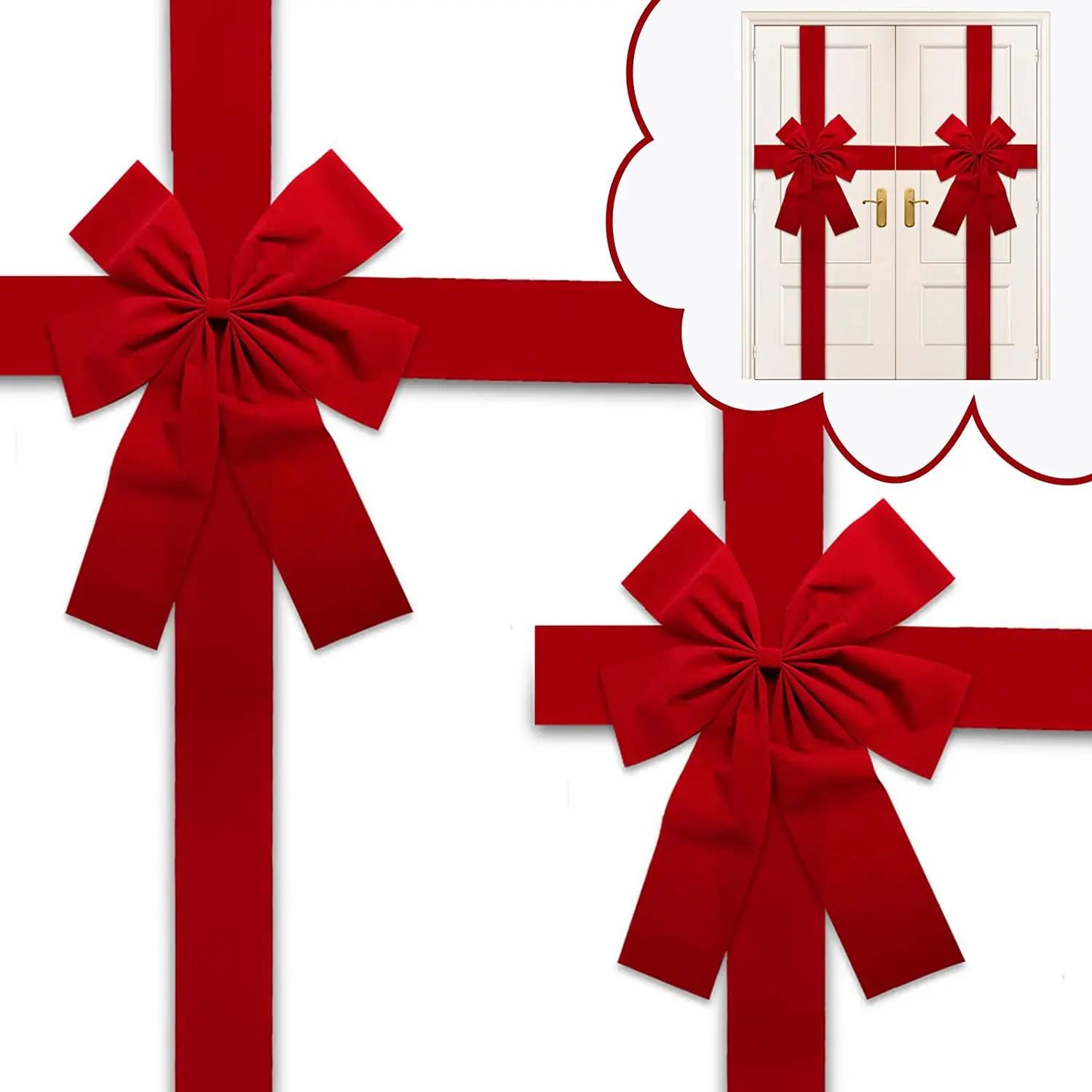

1pcs Christmas Hanging Door Bow Ribbon Big Red Bows for Wedding Holiday Front Door Party Home Decorations DIY Supplies 40X30CM красный