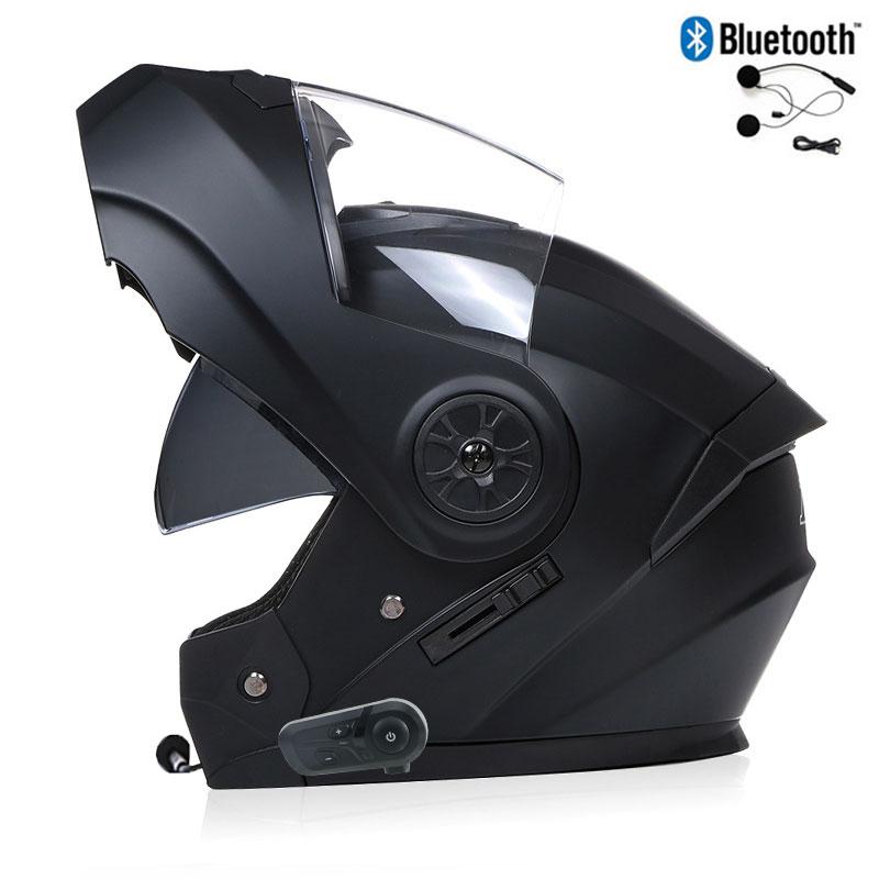 Bluetooth Men's Motorcycle Helmets Full Face Casco for Motorcycles Man Motocross Kask Flip up Casque De Moto  DOT Certified BLD