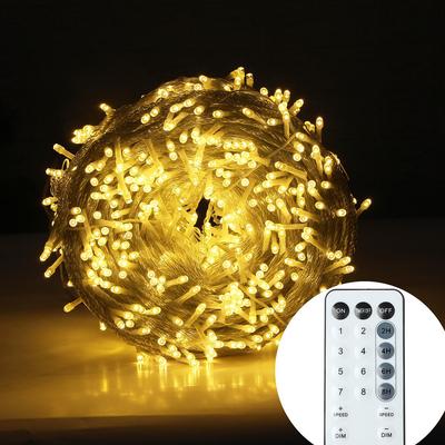 10m-100m LED String Lights Telecomando Luci da fata Ghirlanda Esterna Per Festa di Capodanno Giardino Terrazza Matrimonio Decorazione Natalizia