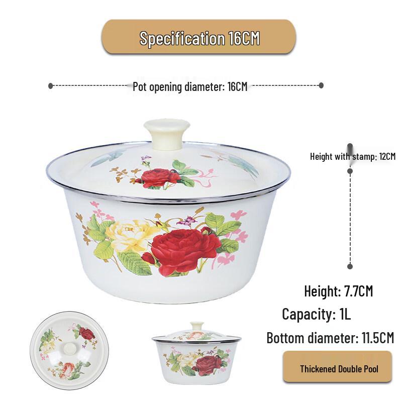 Retro Thickened Enamel Bowl with Lid