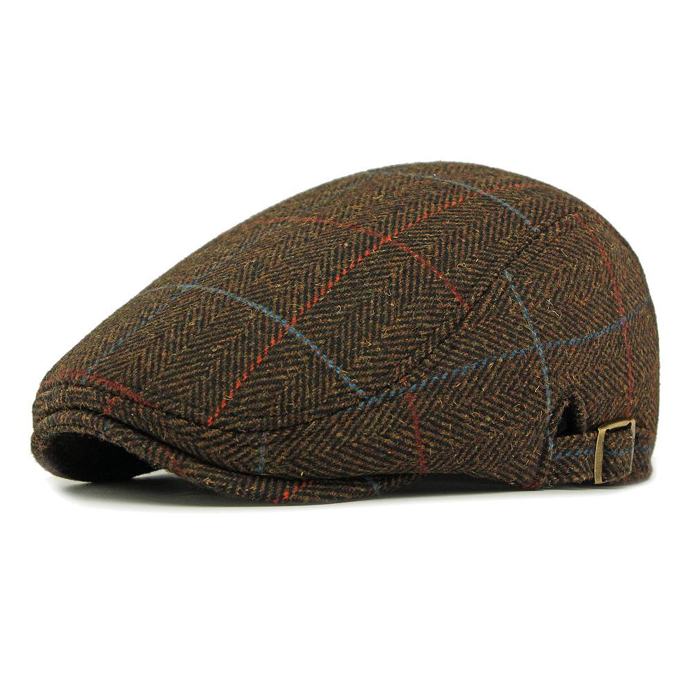 Autumn Winter Velvet Warm Peaked Cap Men's Wool Beret British Vintage Middle-Aged and Elderly Forward Cap