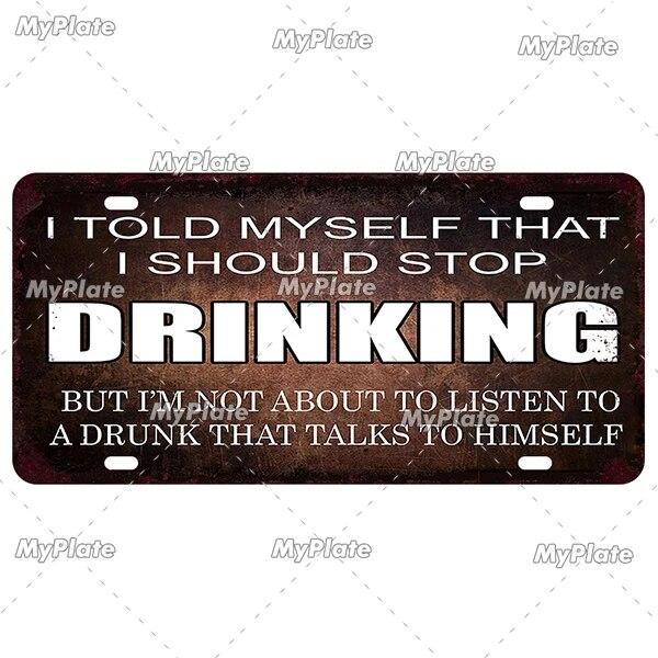 Drinking Beer Licenses Plate Garage Plaque Metal Tin Sign Decorative Car Plate For Living Room Door Club Garage Wall Decoration