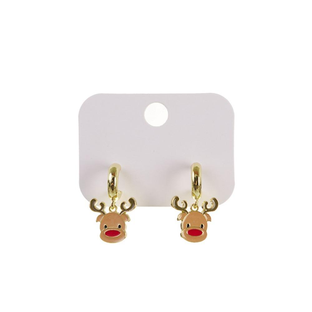 2 Pcs Christmas Tree Xmas Dangle Eardrop Christmas Elk Santa Claus Earrings  Gifts