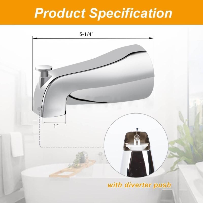 Convenient Pulls Down Bathtub Spouts Bathtub Diverter Temperature Control Tub Fixture Easy Water Flows Adjustment Alloy