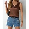 Women's Spring Summer Satin Vest V-neck Casual Halter Vest Sleeveless Shirt