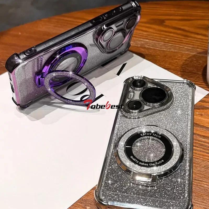 Stoßfest Glitzer Beschichtung Magsafe Halter Perlenarmband Hülle Für Honor Magic 6 5 4 X9B X60i X60 X50i X40i X50 X40 X30 Pro Hülle