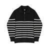 Men's Retro Striped Half-Zip Polo Sweater - Casual Korean Autumn Lapel Style