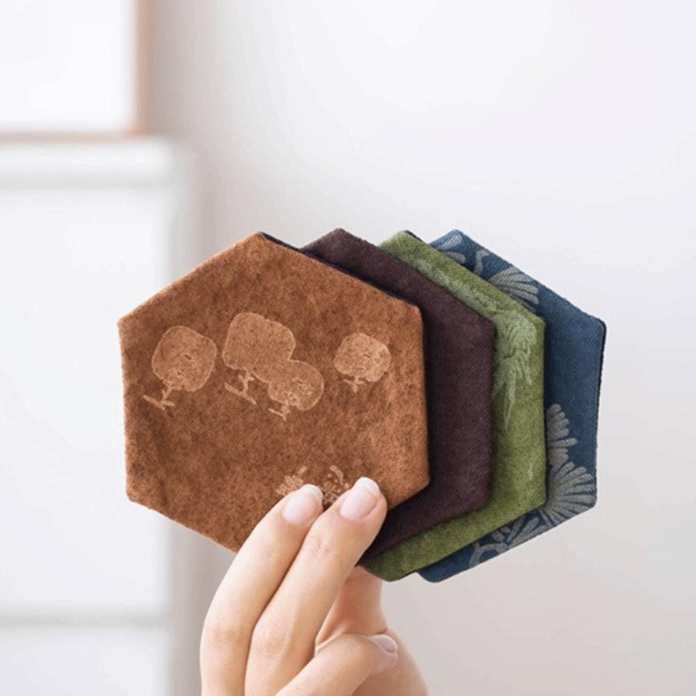 Tie-Dye Fabric Chinese Vintage Tea Cup Coaster Heat-Resistant Tea Cup Suacer  Coffee Cup