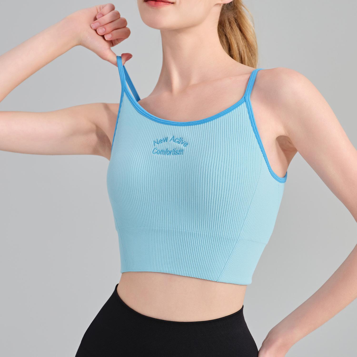 

Женский спортивный жилет для йоги в винтажном стиле с нагрудными накладками, топ с перекрещивающимися бретельками на спине, бюстгальтер для фитнеса и тренировок S синий