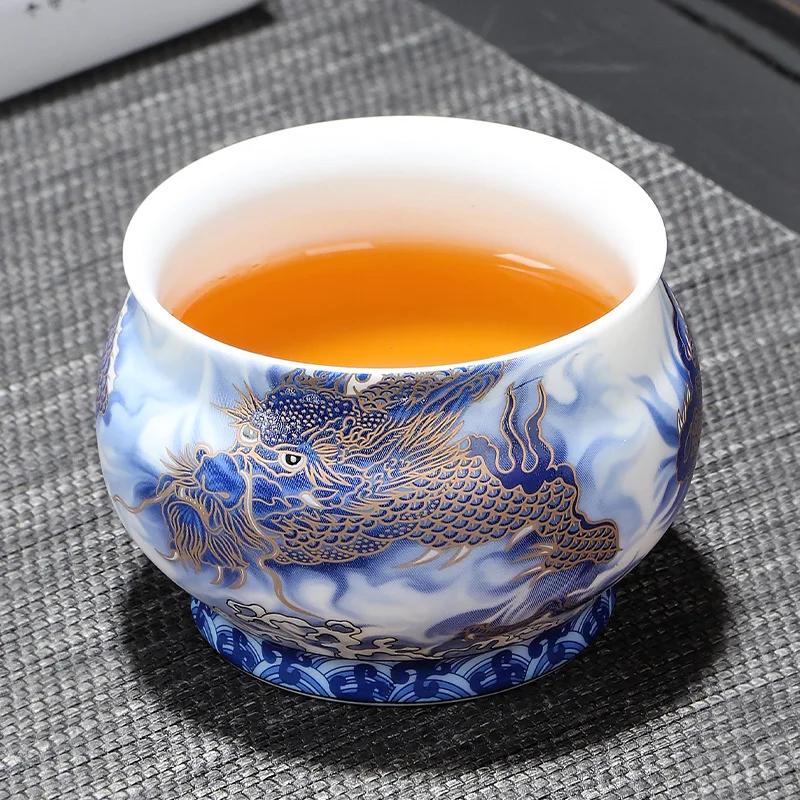Handgefertigte Meistertasse Keramik Teetasse Eisjade Porzellan Drache Shengshi Teetasse Büro-spezifische Persönliche Tasse Geschäftsgeschenk