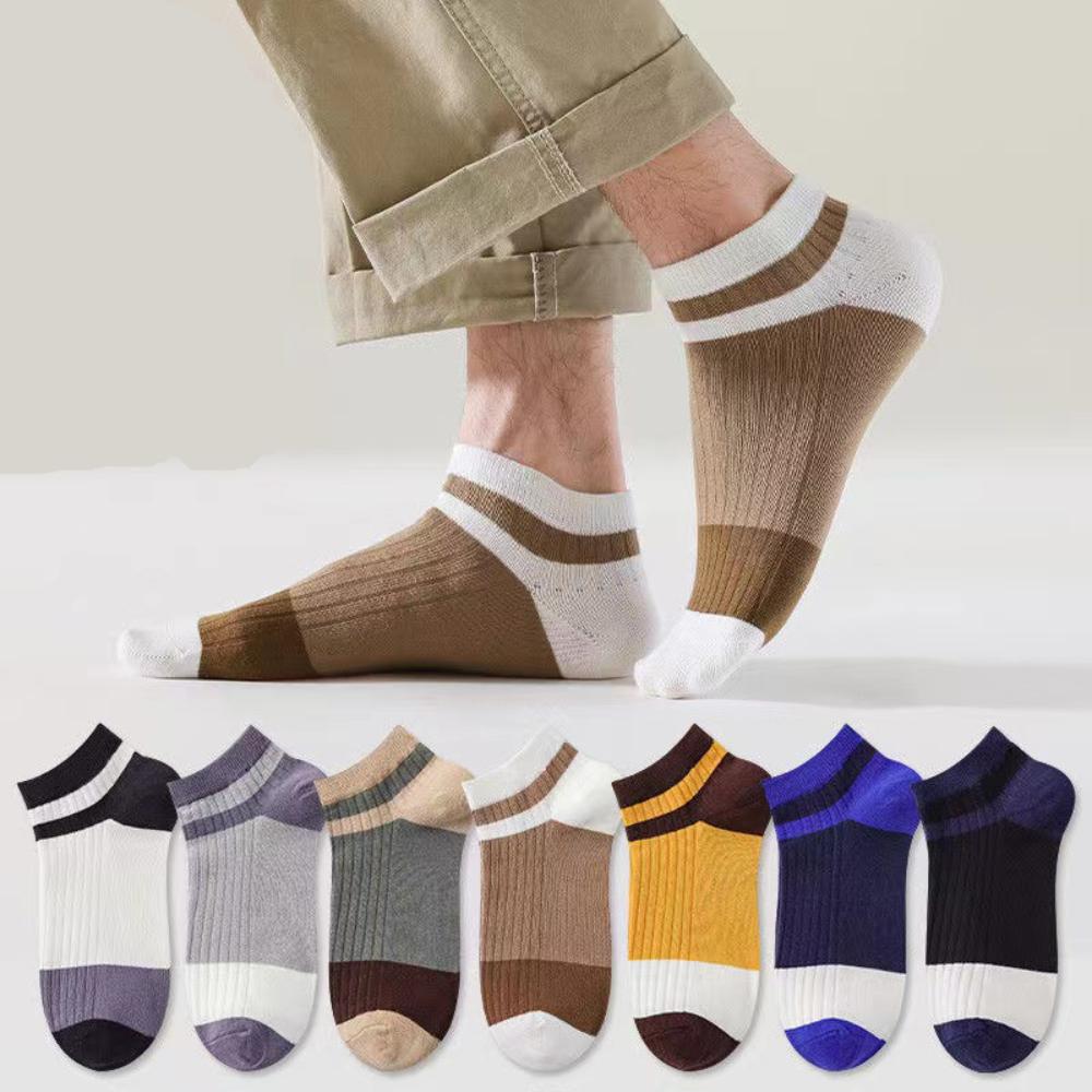 

Нескользящие впитывающие пот спортивные носки с низкой посадкой мужские полосатые сетчатые носки-лодочки повседневные для активного отдыха синий